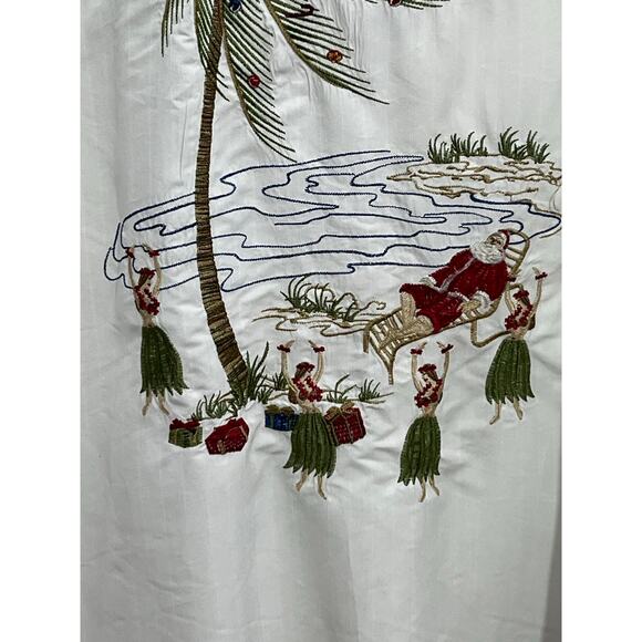 Bamboo Cay Christmas Shirt XXL Embroidered Santa's Hula Lounge Hula Girl - Picture 6 of 7
